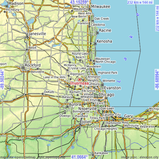 Topographic map of Inverness