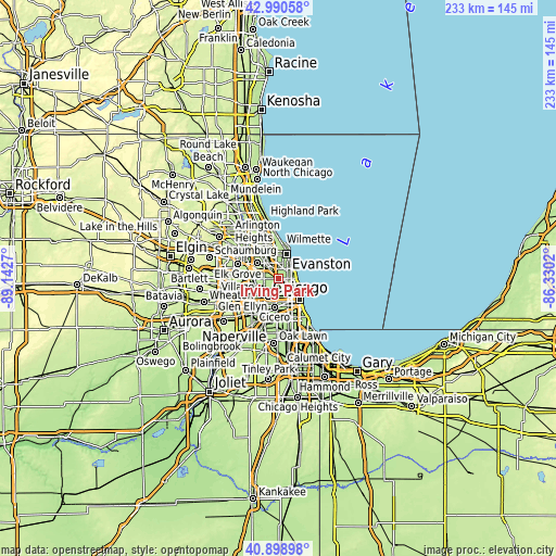 Topographic map of Irving Park