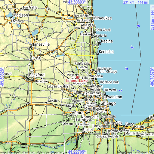 Topographic map of Island Lake