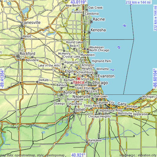 Topographic map of Itasca