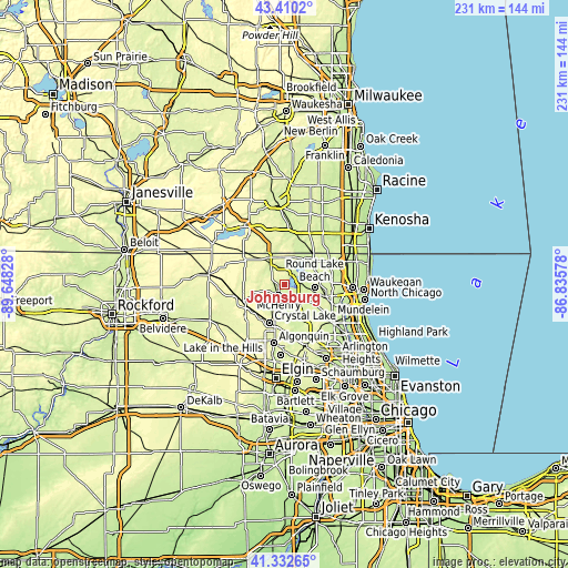 Topographic map of Johnsburg