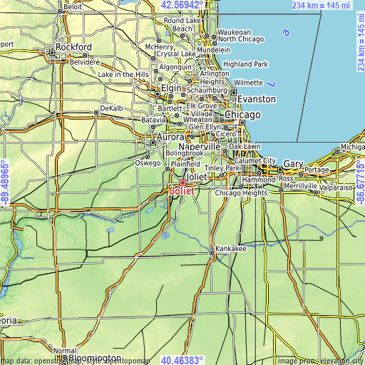 Topographic map of Joliet