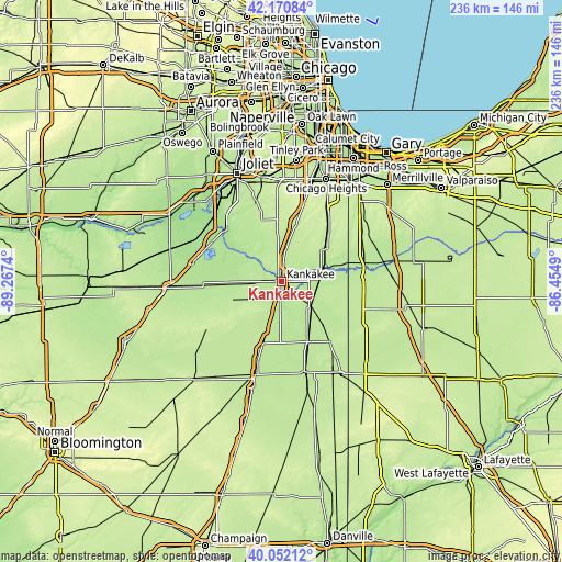 Topographic map of Kankakee