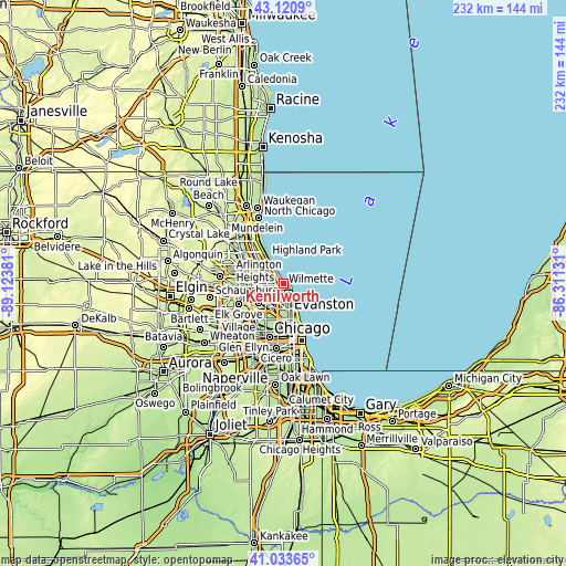 Topographic map of Kenilworth