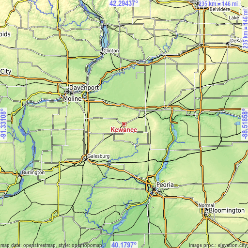 Topographic map of Kewanee