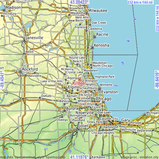 Topographic map of Kildeer