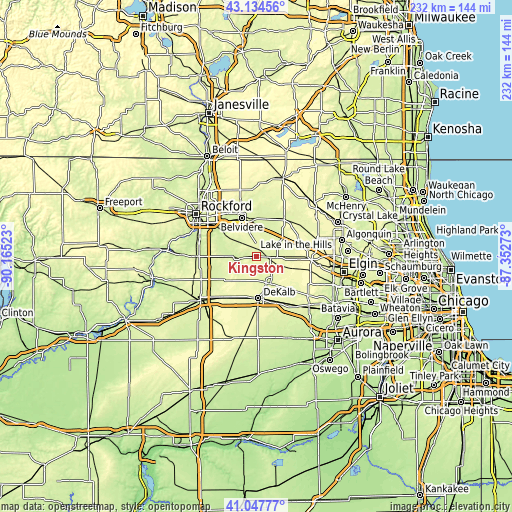 Topographic map of Kingston