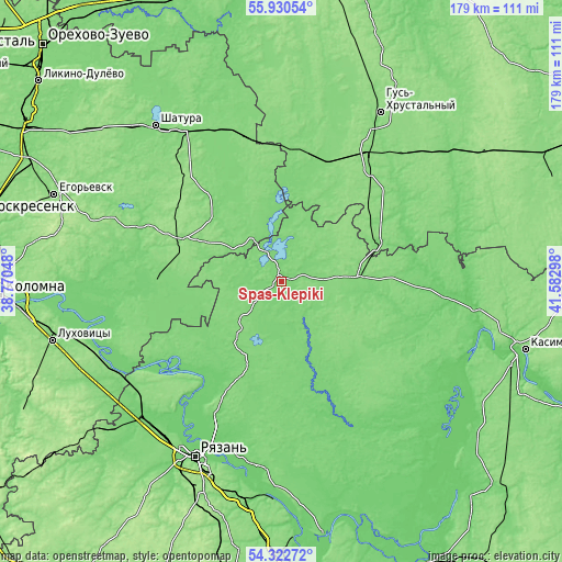 Topographic map of Spas-Klepiki