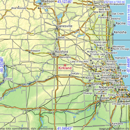 Topographic map of Kirkland