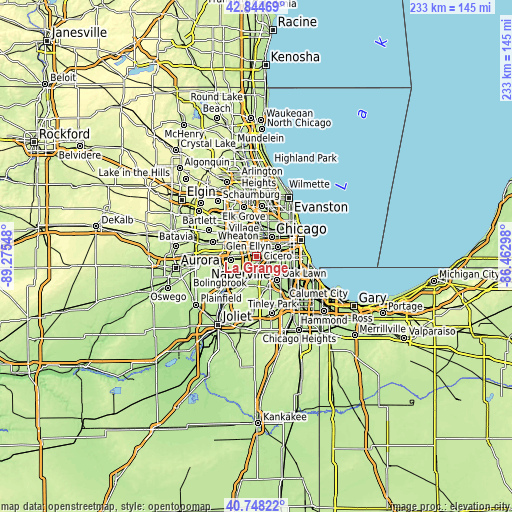 Topographic map of La Grange