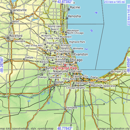 Topographic map of La Grange Park