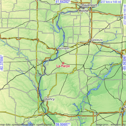 Topographic map of La Harpe