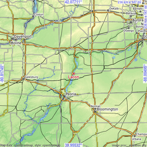 Topographic map of Lacon