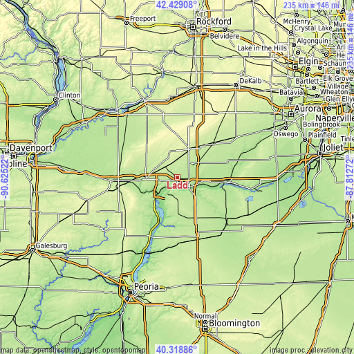 Topographic map of Ladd