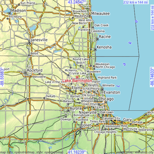 Topographic map of Lake Barrington