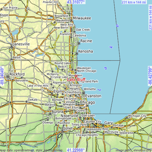 Topographic map of Lake Bluff