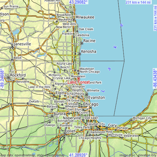 Topographic map of Lake Forest