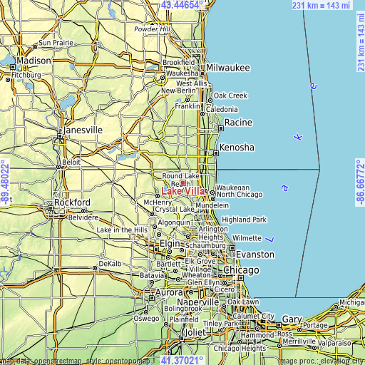 Topographic map of Lake Villa