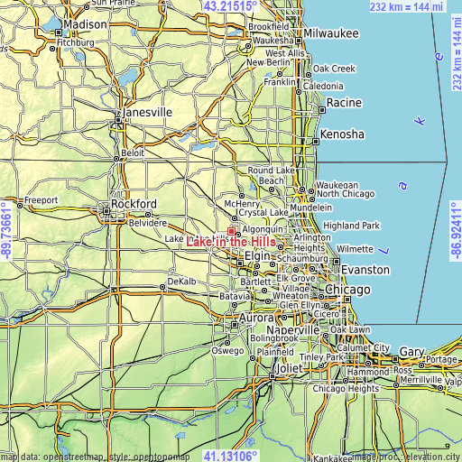 Topographic map of Lake in the Hills