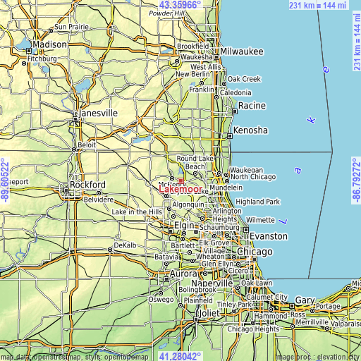 Topographic map of Lakemoor