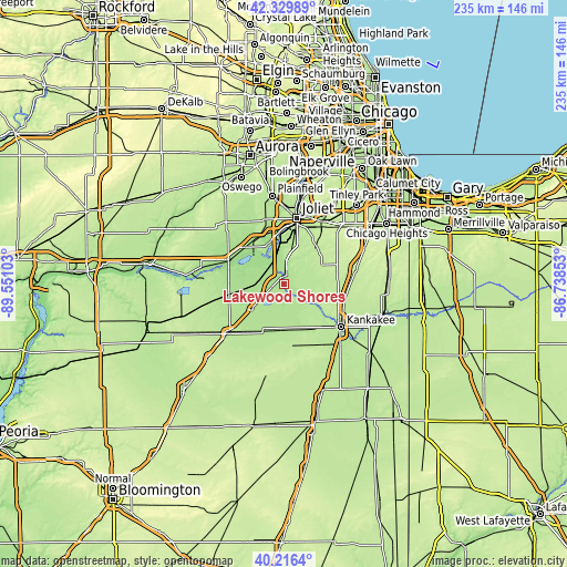 Topographic map of Lakewood Shores