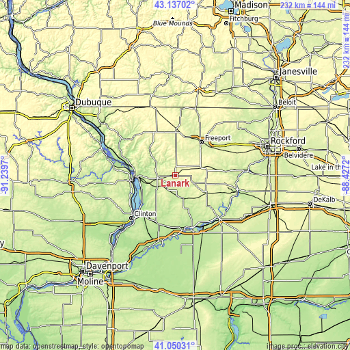 Topographic map of Lanark