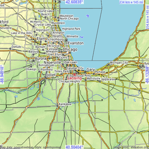 Topographic map of Lansing