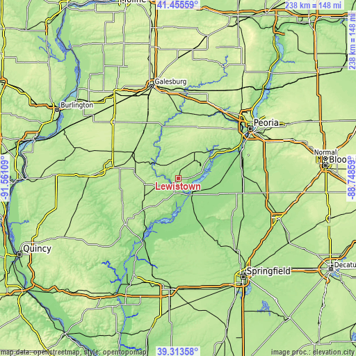 Topographic map of Lewistown