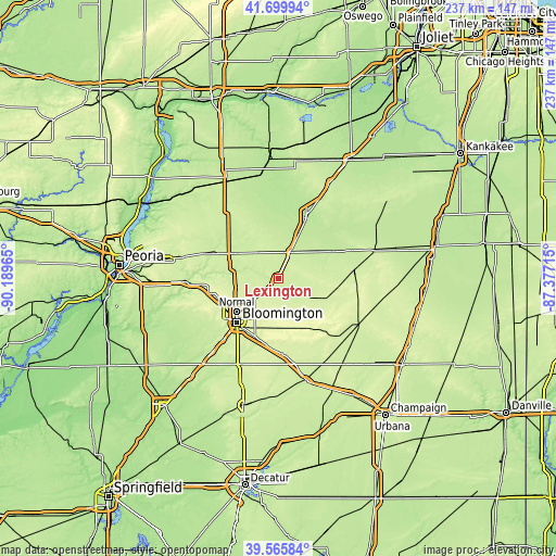 Topographic map of Lexington