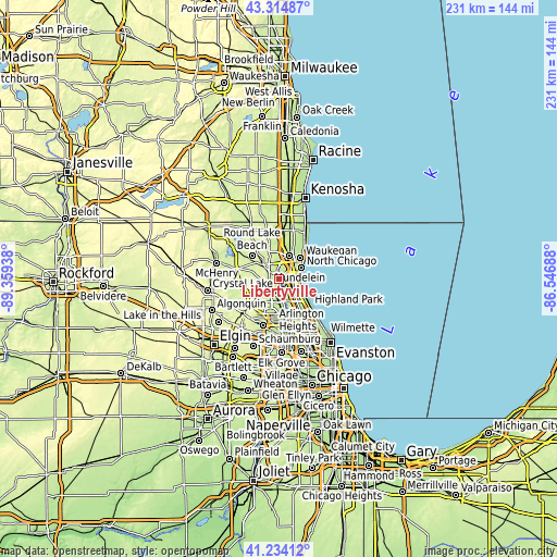 Topographic map of Libertyville