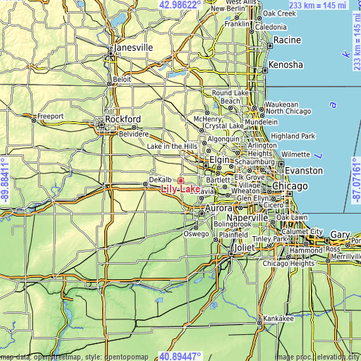 Topographic map of Lily Lake