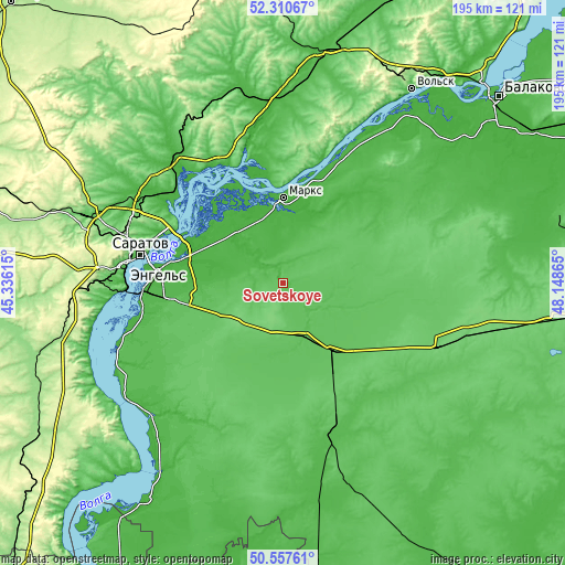 Topographic map of Sovetskoye