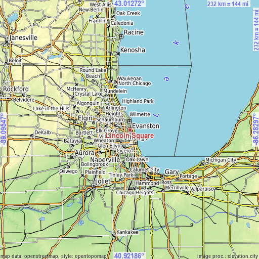 Topographic map of Lincoln Square