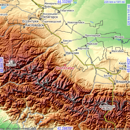 Topographic map of Kashkhatau