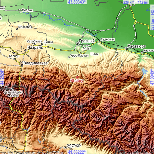 Topographic map of Shatoy