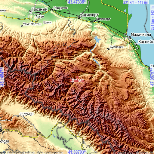 Topographic map of Khebda