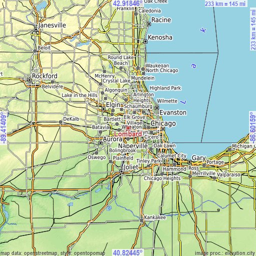 Topographic map of Lombard