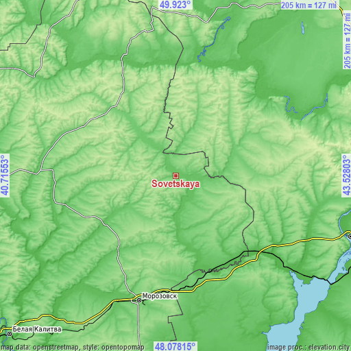 Topographic map of Sovetskaya