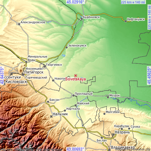 Topographic map of Sovetskaya