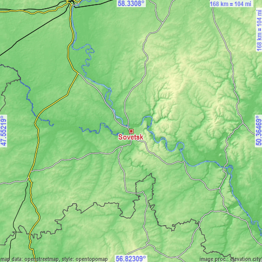 Topographic map of Sovetsk