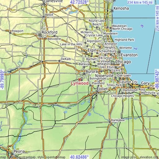 Topographic map of Lynwood