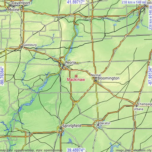 Topographic map of Mackinaw