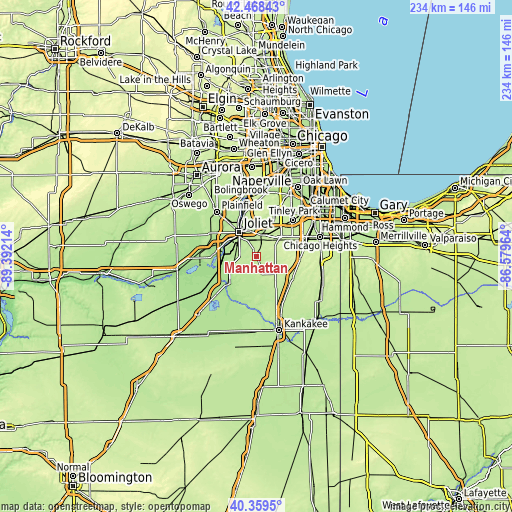 Topographic map of Manhattan