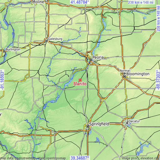 Topographic map of Manito