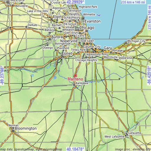 Topographic map of Manteno