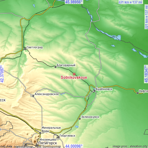 Topographic map of Sotnikovskoye