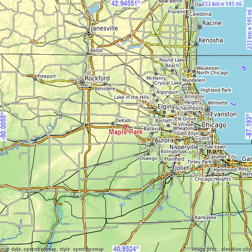 Topographic map of Maple Park