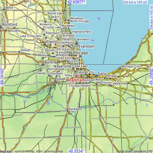 Topographic map of Markham