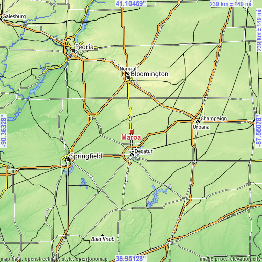 Topographic map of Maroa