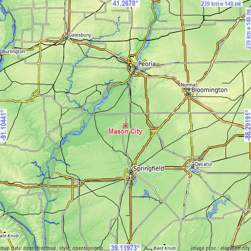 Topographic map of Mason City